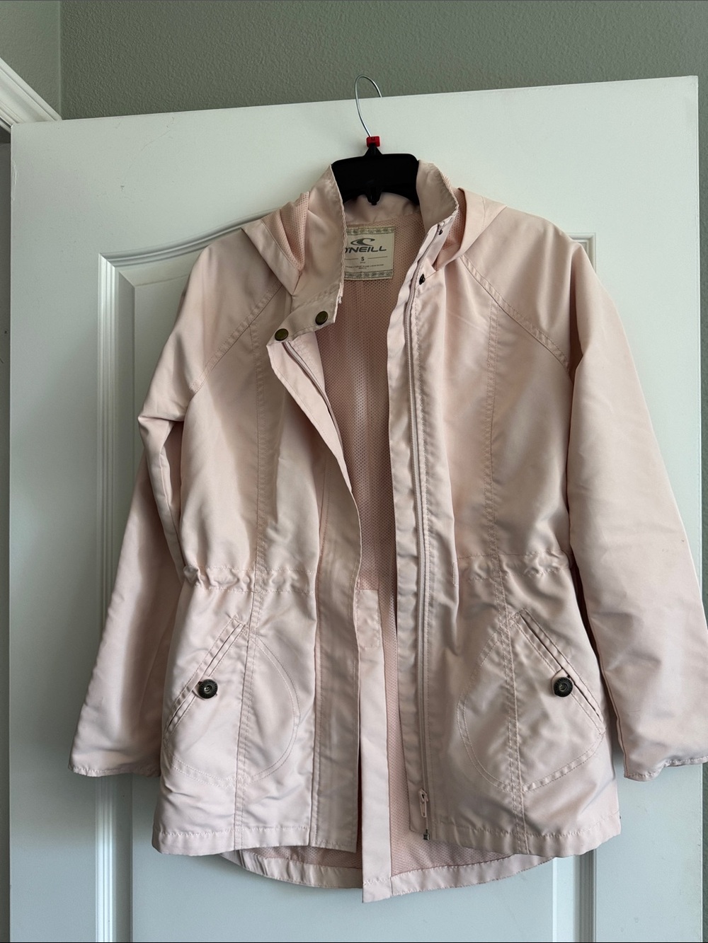 O'Neill Women's Pale Pink Hooded Weatherproof Jacket